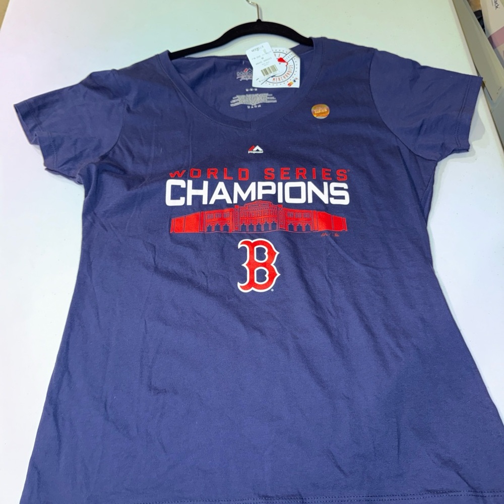 Majestic Boston Red Sox 2018 World Series Champions Navy Blue T-Shirt Mens M NWT
